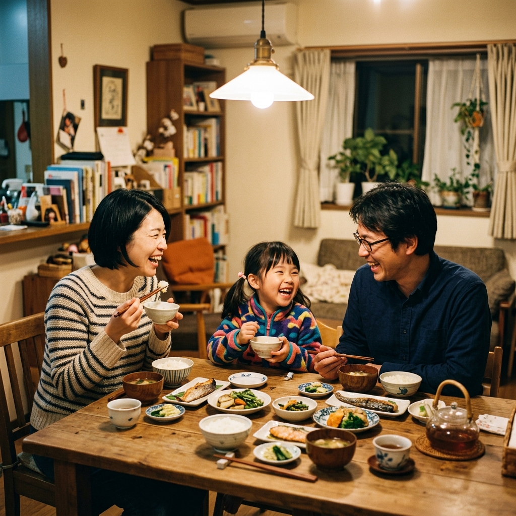 家族で笑顔の時間を過ごしている様子